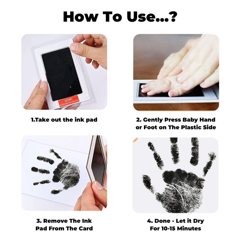 Inkless baby hand & footprint ink pad with 2 papers