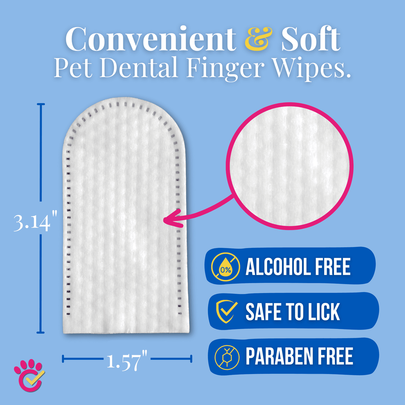 Naturally Formulated Pet Dental Finger Wipes 50pcs