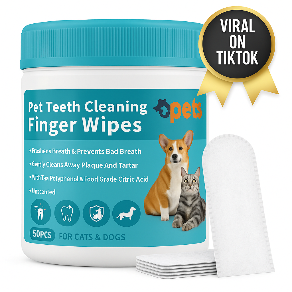 Naturally Formulated Pet Dental Finger Wipes 50pcs