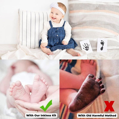 Inkless baby hand & footprint ink pad with 2 papers